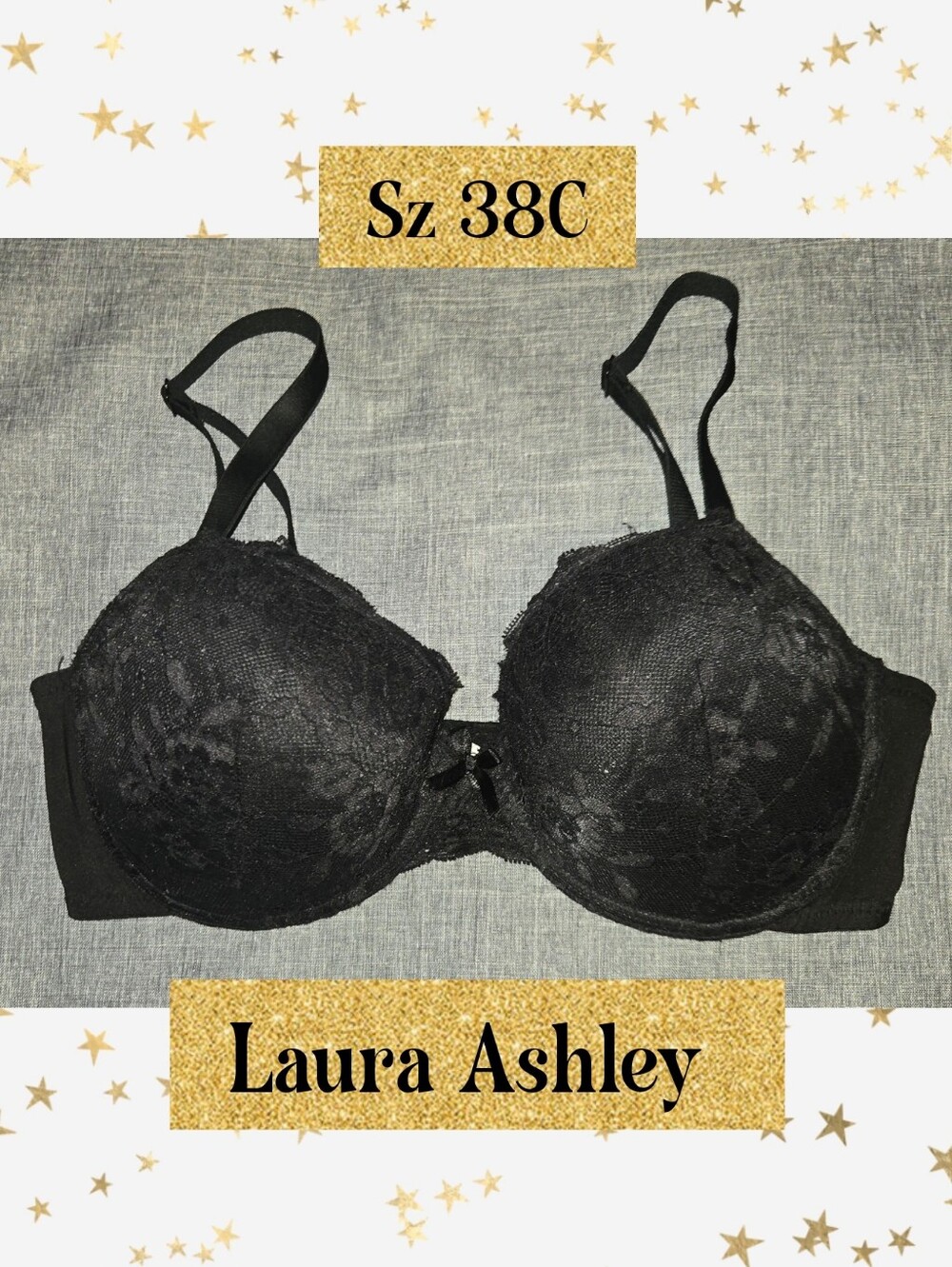 Laura Ashley Black Lace Bra - 38C